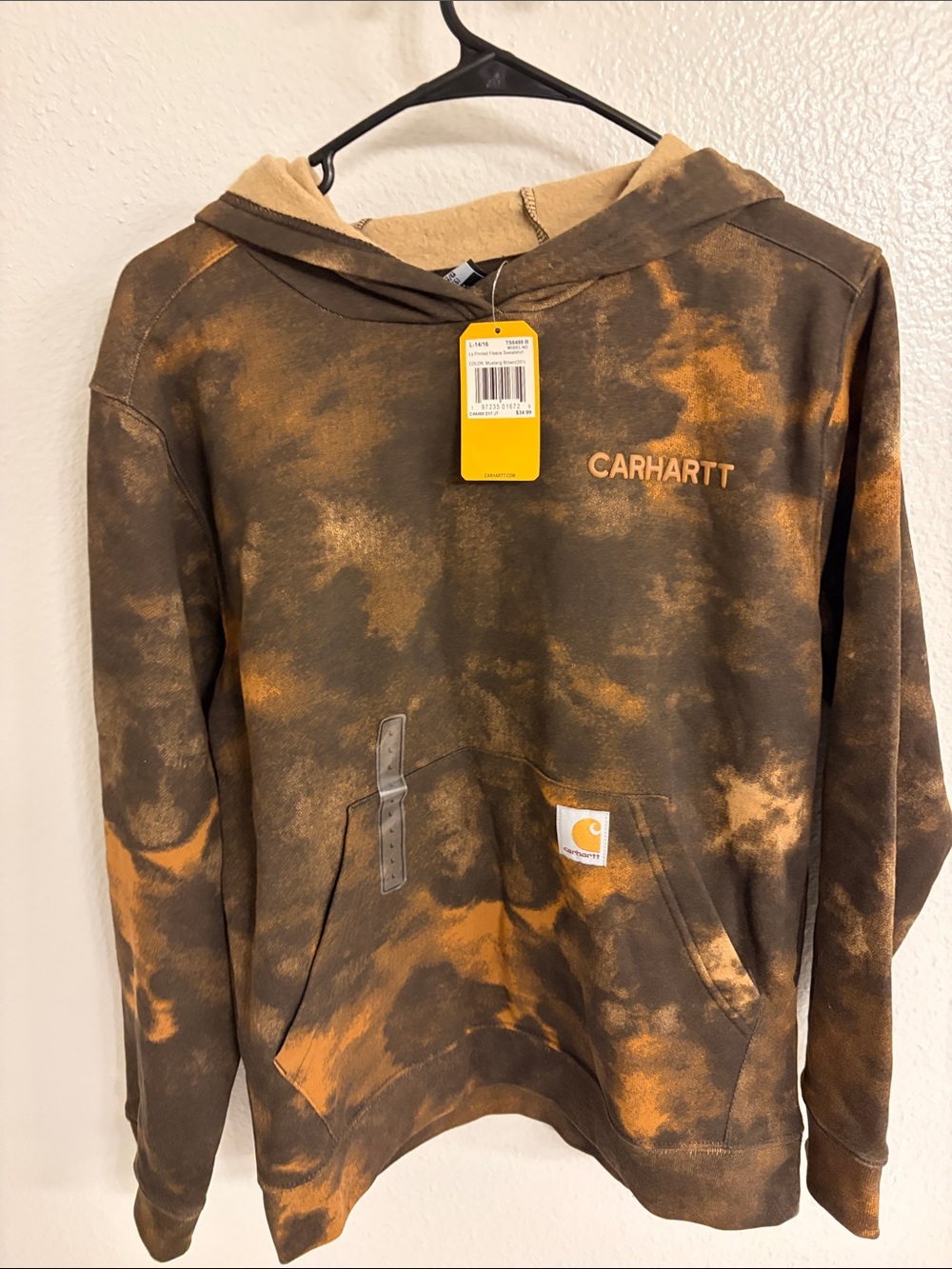 Carhartt Kids Brown and Orange Tie-Dye Crewneck Hoodie